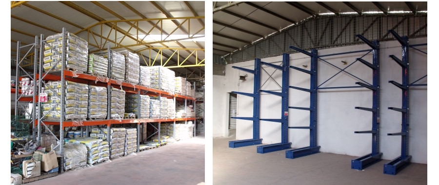 29. magazzino operatore settore edilizia: cantilever (destra) e porta pallet (sinistra)